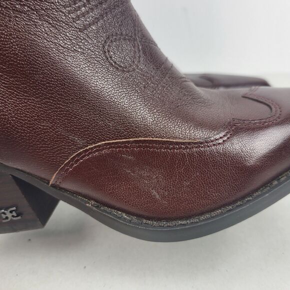 Sam Edelman James Leather Western mid calf Boot Size 7.5 Wide Calf - Picture 7 of 14